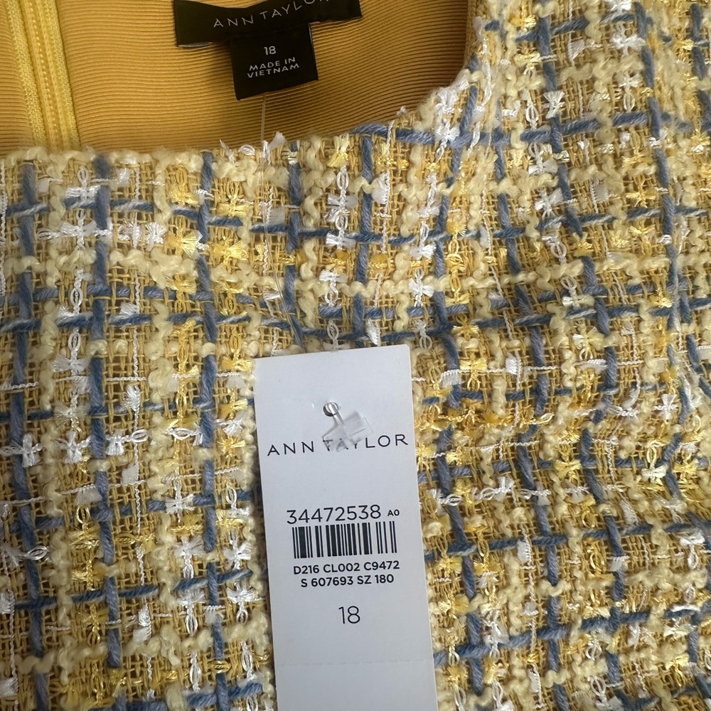Ann Taylor Yellow Tweed Midi Dress - Picture 4 of 7
